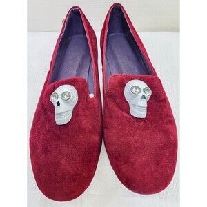 Kalaca Skull Velvet Loafers Shoes Size US 7.5 38 Y2K Goth Rocker Indie Lolita